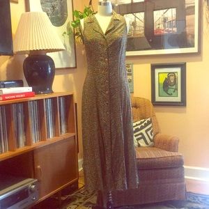 Vintage Leopard & Roses Button Down Maxi Dress